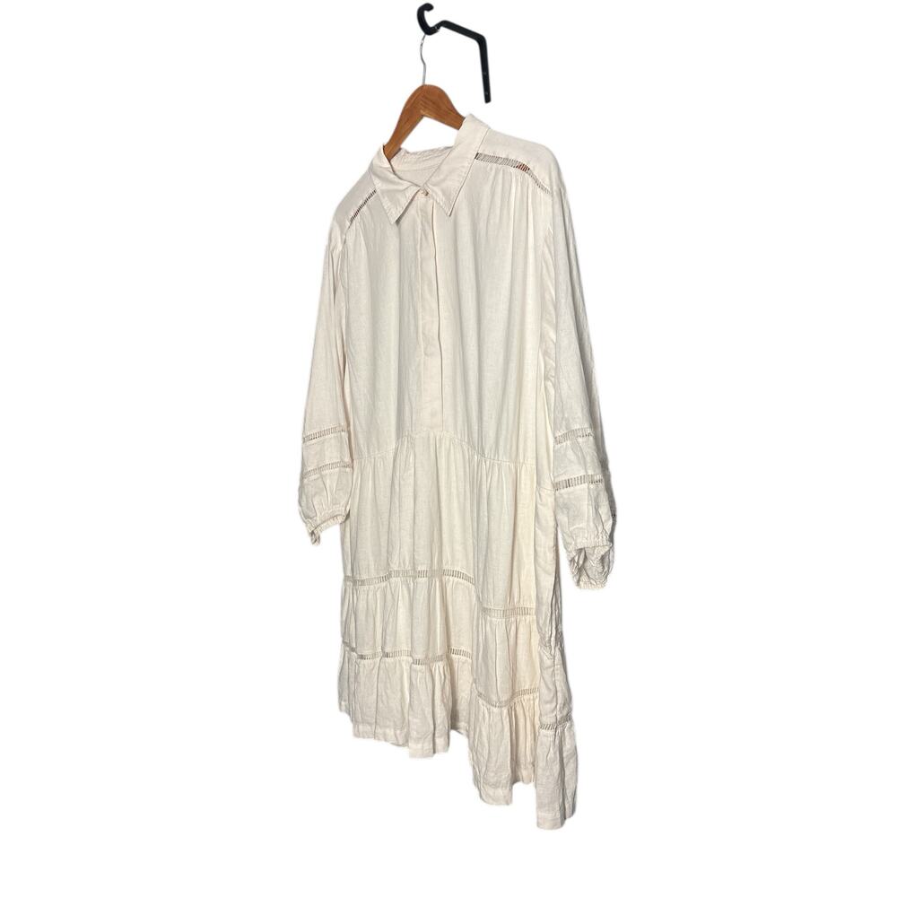 NWT Maeve Bettina Anthropologie Plus 2X Linen Blend
Tiered Mini Shirt Dress Lace - Picture 2 of 8